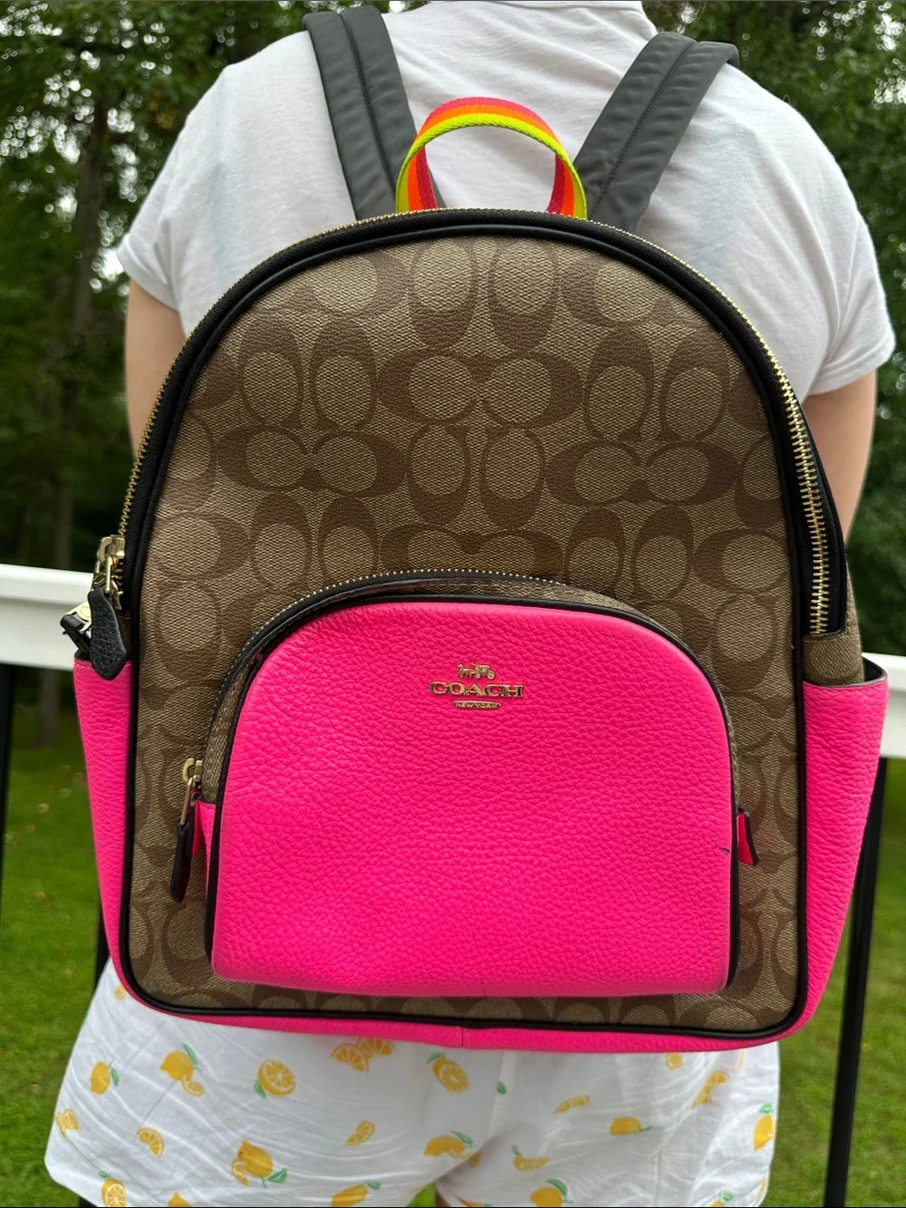 Coach Court Backpack in Color-block Signature Canvas C5808